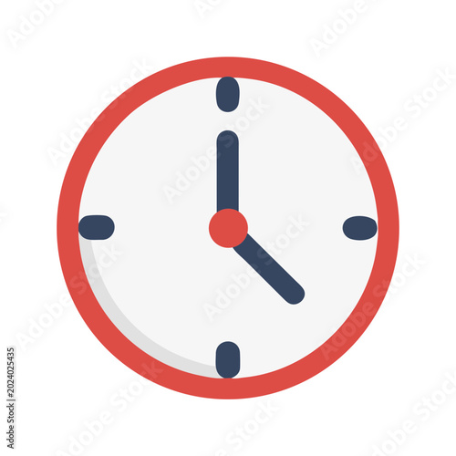 Simple flat design clock face displaying five o'clock time over a black background