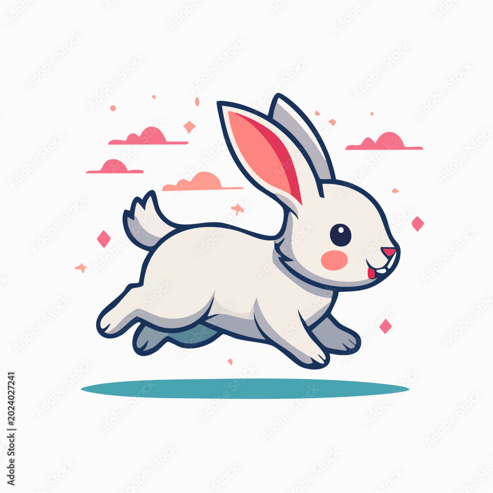 Fototapeta premium Cute White Rabbit Illustration