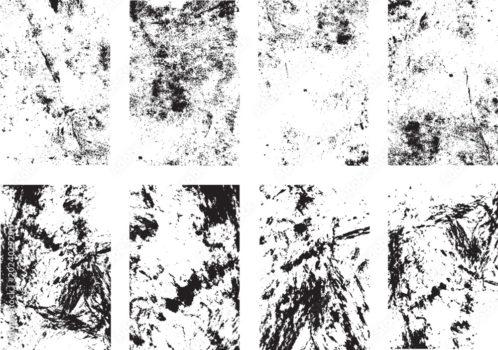 Naklejka premium Set of eight abstract grunge background textures for distressed design elements 