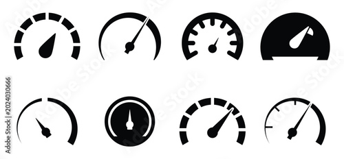 Tableau sur toile Speedometer and dashboard eight gauge icon set