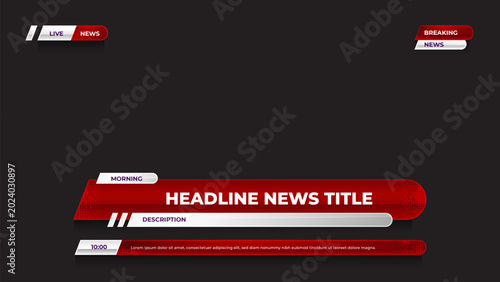 modern news lower third with red version for broadcast media template