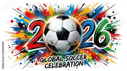 Global Soccer Celebration 2026: A vibrant and dynamic illustration captures the excitement of the 2026 global soccer celebration.