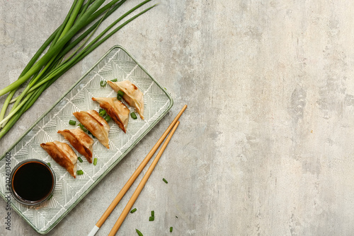 Plate with fried Japanese g...