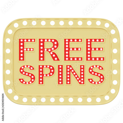 Bild auf Leinwand Gold Rectangle Free Spins Marquee Board Sign Front View