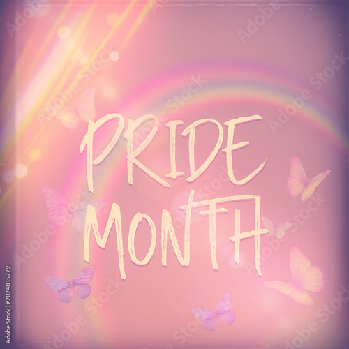A soft pink and purple background with 
