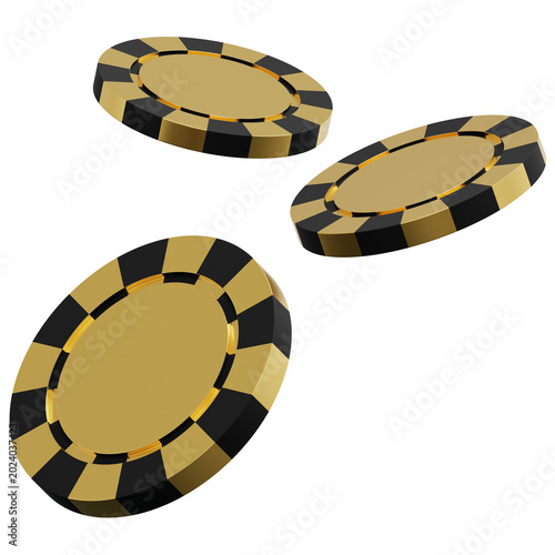 Three Floating Black Gold Casino Poker Chip