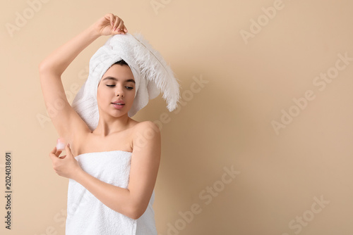 Beautiful young woman in to...