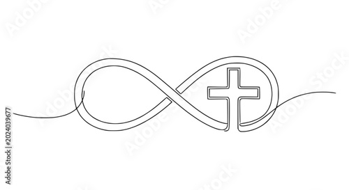 Foto Infinity Cross Symbol: Eternal Faith, Endless Love, Continuous Connection