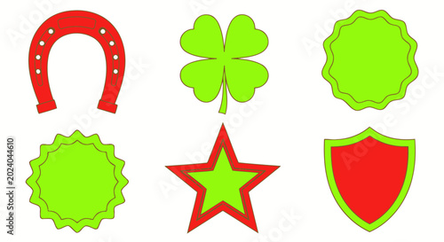 Photography Lucky Symbols: Horseshoe, Clover, Star, Shield, and Badges - Good Luck Icons