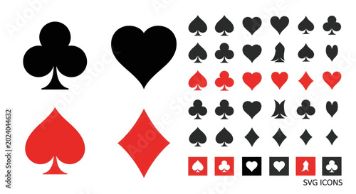 Photos Playing Card Suits Icons Set - Clubs, Hearts, Spades, Diamonds