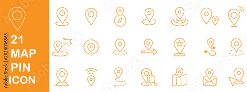 Canvastavla Location and Mapping, linear style icon set