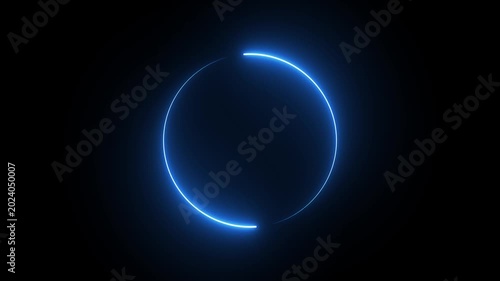 Bright neon circular line frame repetitive animation on black background. Beautiful colorful neon circle frame loading icon.
Glowing neon abstract light circle background.