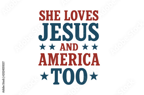 Bild auf Leinwand Text graphic declaring love for jesus and america with stars