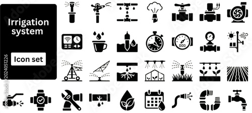 Tableau sur toile Silhouette vector of Irrigation system icons set