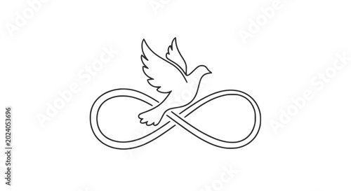 Photography Dove of Peace Flying Over Infinity Symbol Line Art