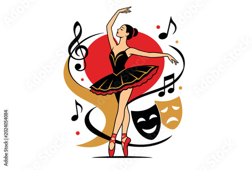 Tableau sur toile Woman in black ballet dress.