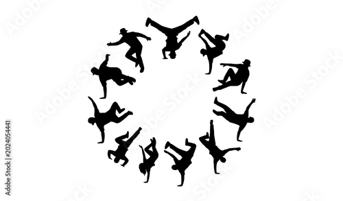 Foto Street Dance Vector Set Breakdance Silhouette Illustration Collection