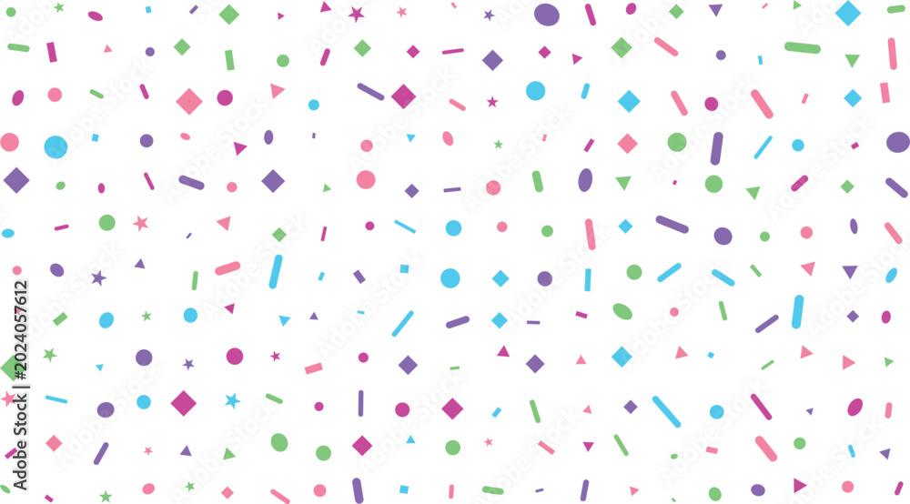 Fototapeta premium Colorful confetti scatter pattern on white background festive celebration design