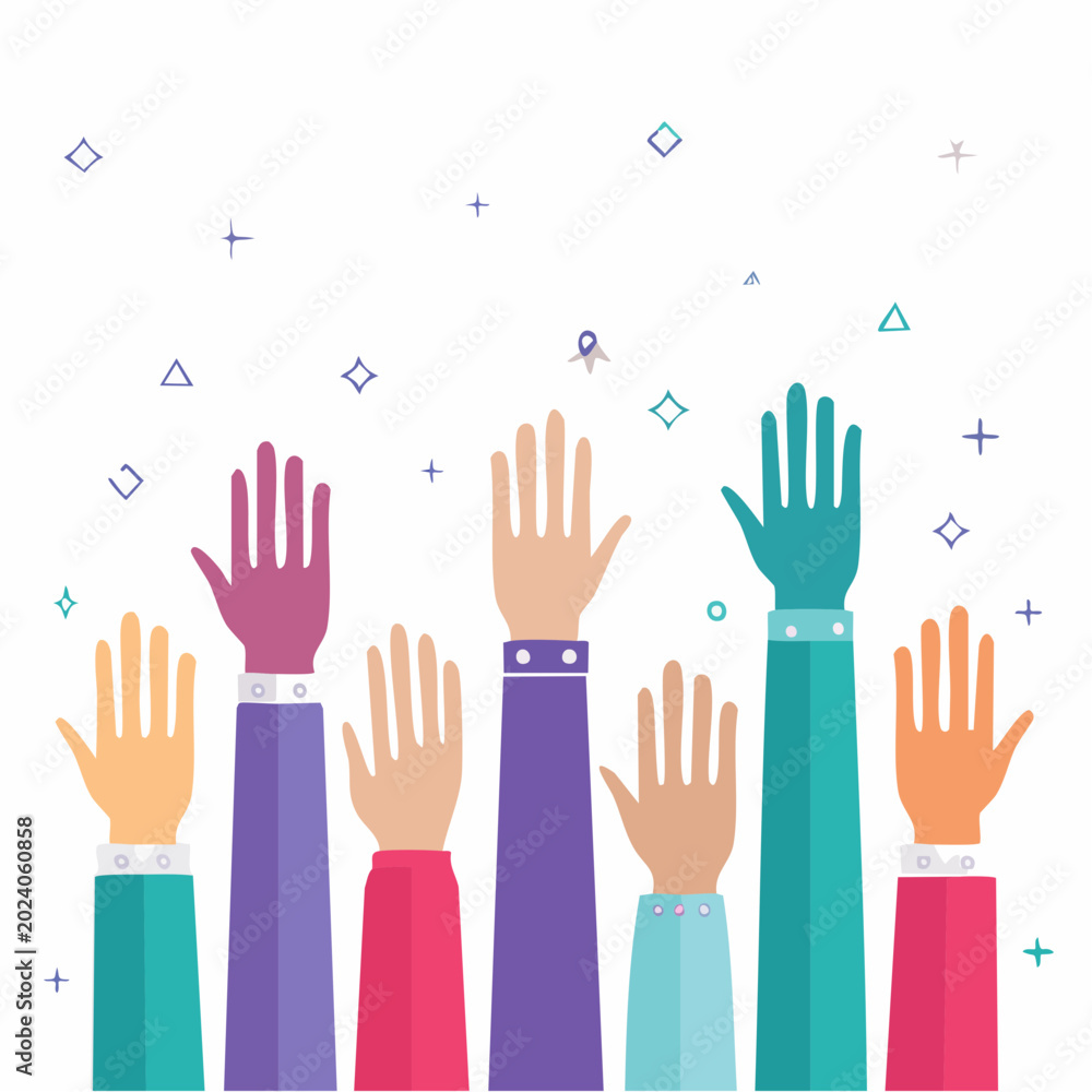 Fototapeta premium Diverse Hands Raised Up