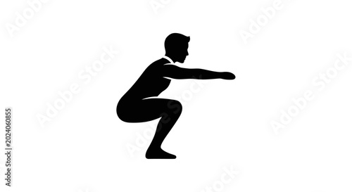 Foto Athlete performs a squat exercise with arms extended forward to maintain balance and core stability