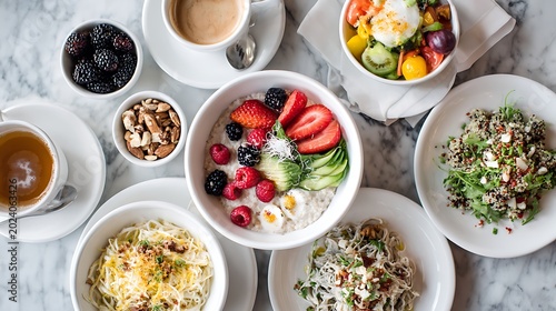 Assorted Healthy Breakfast Bowls / ヘルシーな朝食ボウルの盛り合わせ