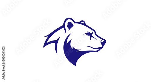 Bild auf Leinwand Blue Bear Head Logo Icon - Mascot, Emblem, Wild Animal