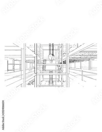 Minimalist architectural floor plan with furniture