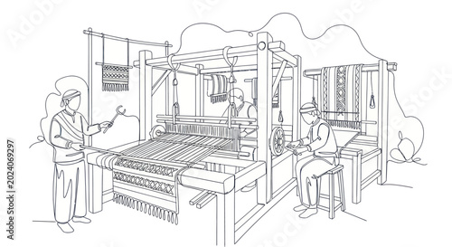 Konstfotografi Traditional Handloom Weaving Process with Artisans.