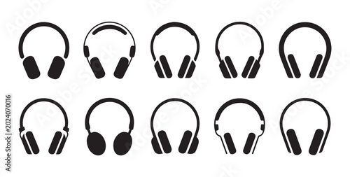 Konstfotografi Collection of modern and classic headphones design icons for professional audio and personal listening use