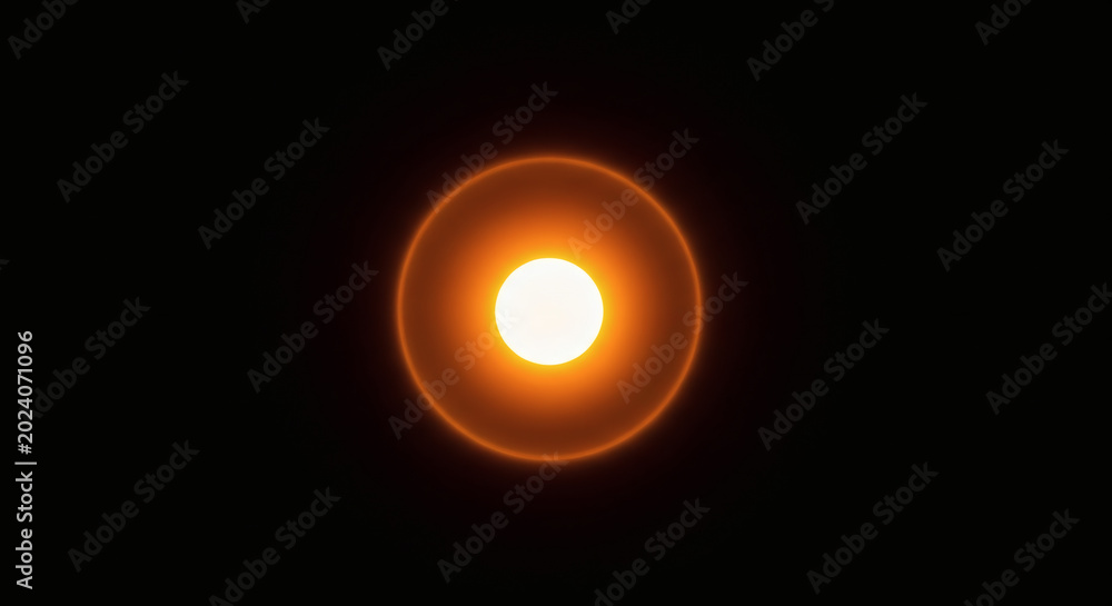 Naklejka premium Luminous yellow star glowing in the dark universe