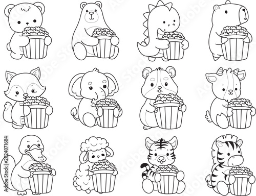 Photography Coloring pages of cute wild animals and pet. Outline of animals