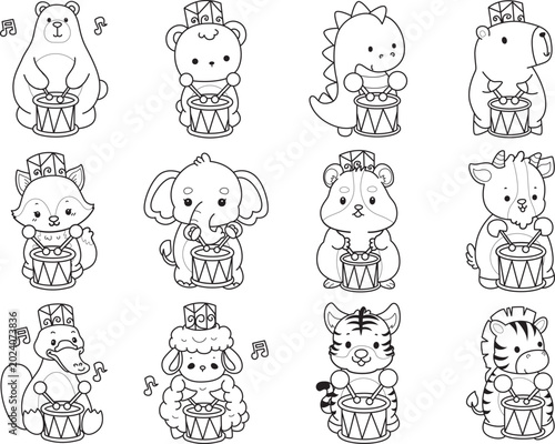 Photography Coloring pages of cute wild animals and pet. Outline of animals
