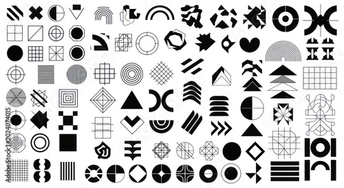 Collection of Abstract Geometric Shapes and Symbols.