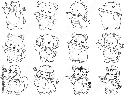 Photography Coloring pages of cute wild animals and pet. Outline of animals