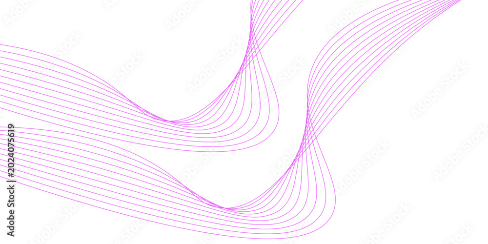 Fototapeta premium Waves of pink lines Abstract wavy stripes on a white background
