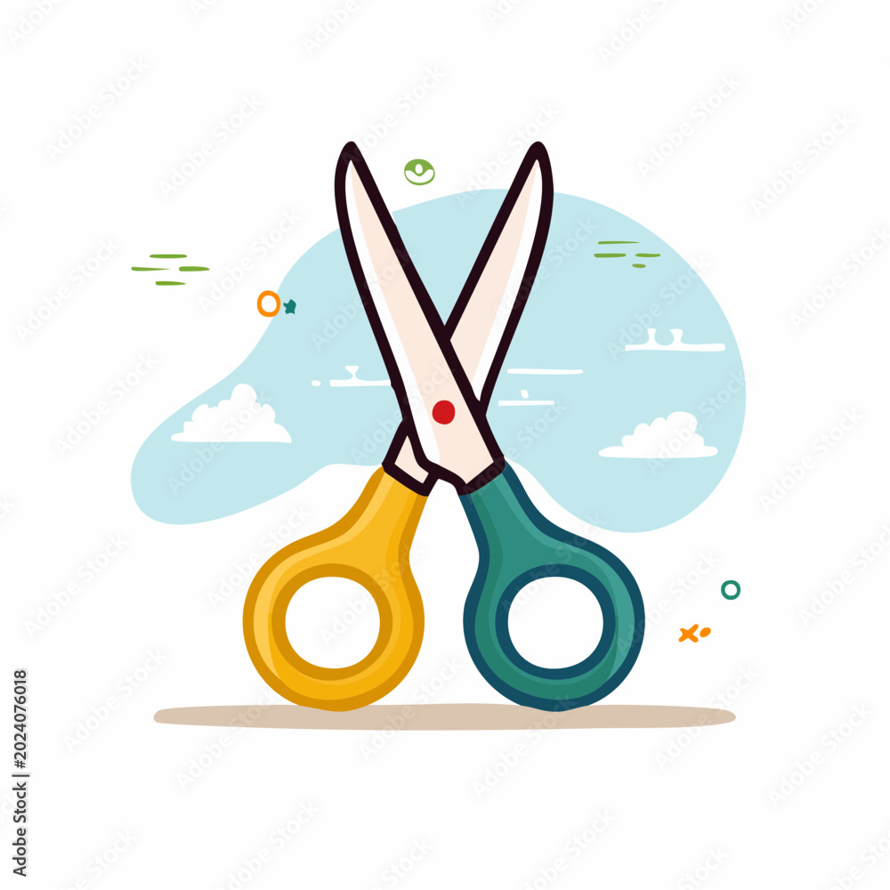 Fototapeta premium Stylized Illustration of Crossed Scissors