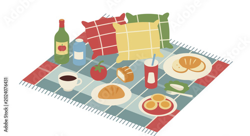 Cozy Outdoor Picnic Setup with Delicious Food and Drinks.