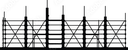 Cuadro en lienzo Black silhouette of scaffolding structure on white background construction indus