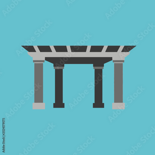 Cuadro en lienzo Minimalist Flat Design Vector Illustration of a Classical Pergola Gazebo with Co
