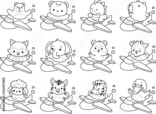 Photography Coloring pages of cute wild animals and pet. Outline of animals