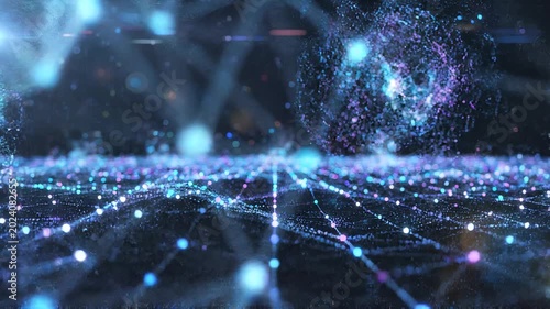 Plexus tech particles background is a hi-tech digital dot line particle background, future sci-fi video material, dotted line particle technology video, technology digital line particle.