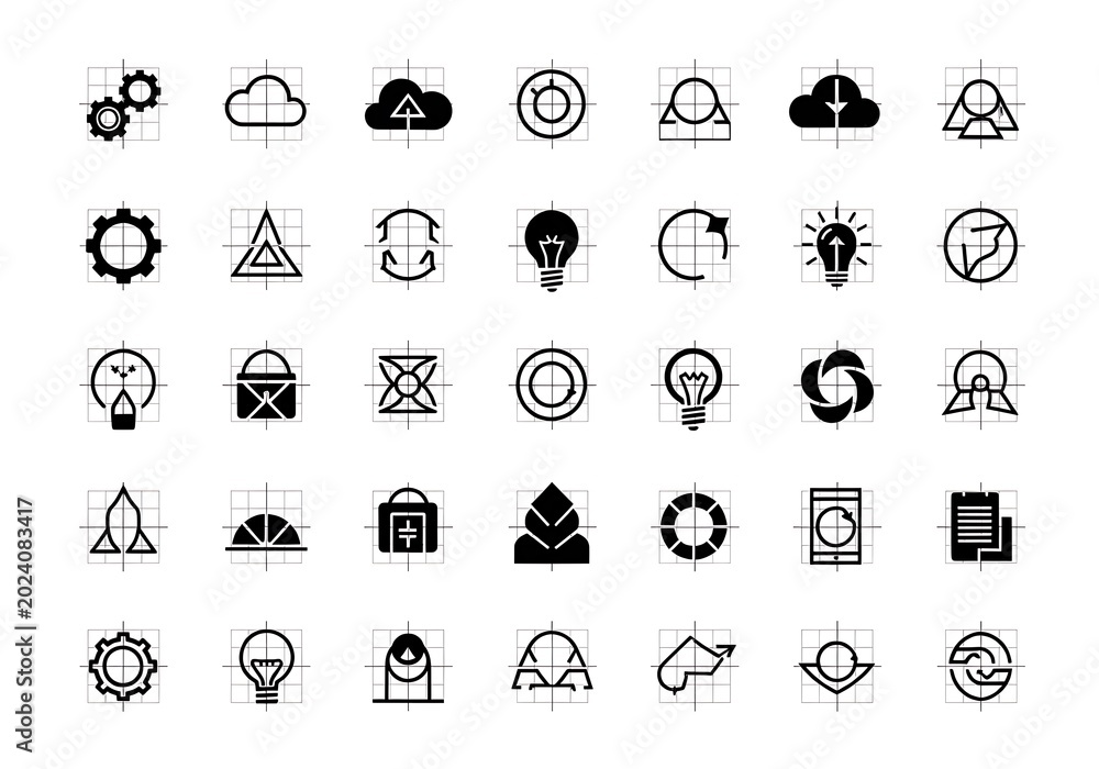 Fototapeta premium Collection of 60 Minimalist Line Art Icons for Design Projects.