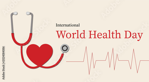 Fotografie world heath day illustration for poster, banner or brochur, with stethoscope and hearthbeat