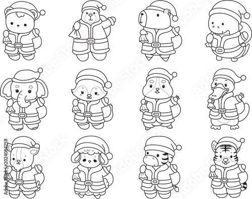 Canvas Print Coloring pages of cute wild animals and pet. Outline of animals