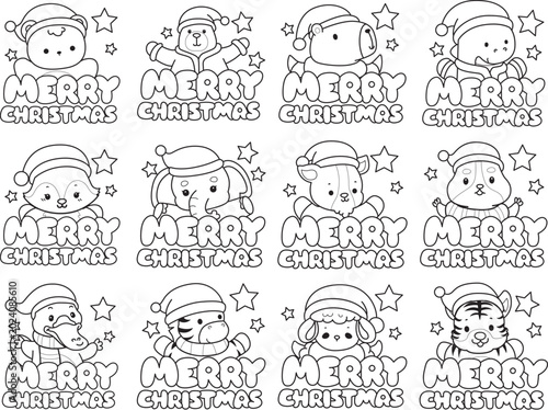 Photography Coloring pages of cute wild animals and pet. Outline of animals
