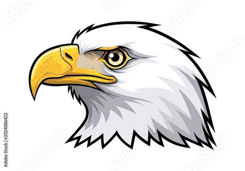 Close-Up of Bald Eagle Head with Sharp Beak and Intense Eyes.