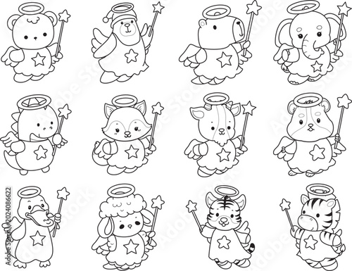 Photography Coloring pages of cute wild animals and pet. Outline of animals