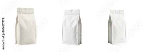 Fotografie Blank white stand up pouch packaging mockup for coffee, tea, snacks and powders,