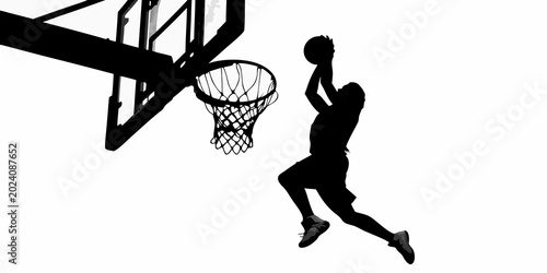 Obraz na płótnie basketball player silhouette performing a dunk against white background