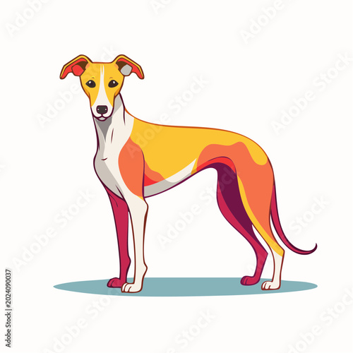 Stylized illustration of a Whippet dog